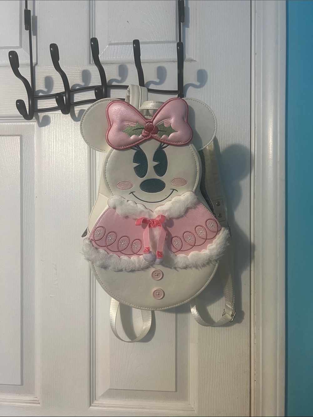 Loungefly White and Pink Minnie Mouse Snowman Backpack